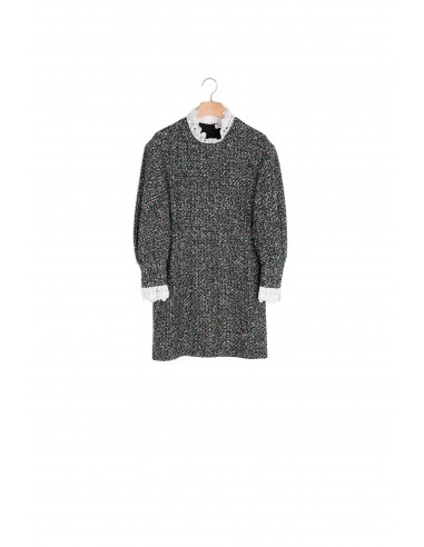 Robe en tweed à galon au col destockage