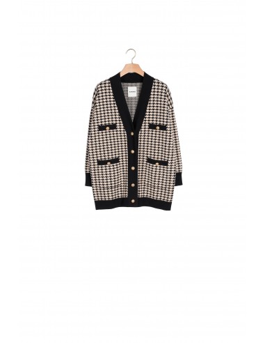 Cardi-coat long en pied de coq prix pour 